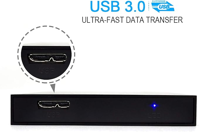 2.5'' 1TB Ultra Slim Portable External Hard Drive USB3.0 HDD Storage for PC/Desktop/Laptop/MacBook/Chromebook/Xbox One (Black)