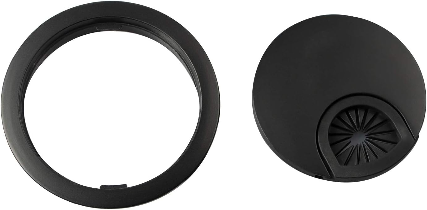 Desk Grommet for Wire Organizer,PC Computer Desk Plastic Grommet Cord, Tidy Cable Hole Cover Organizers,2 Pack (53mm, Black)