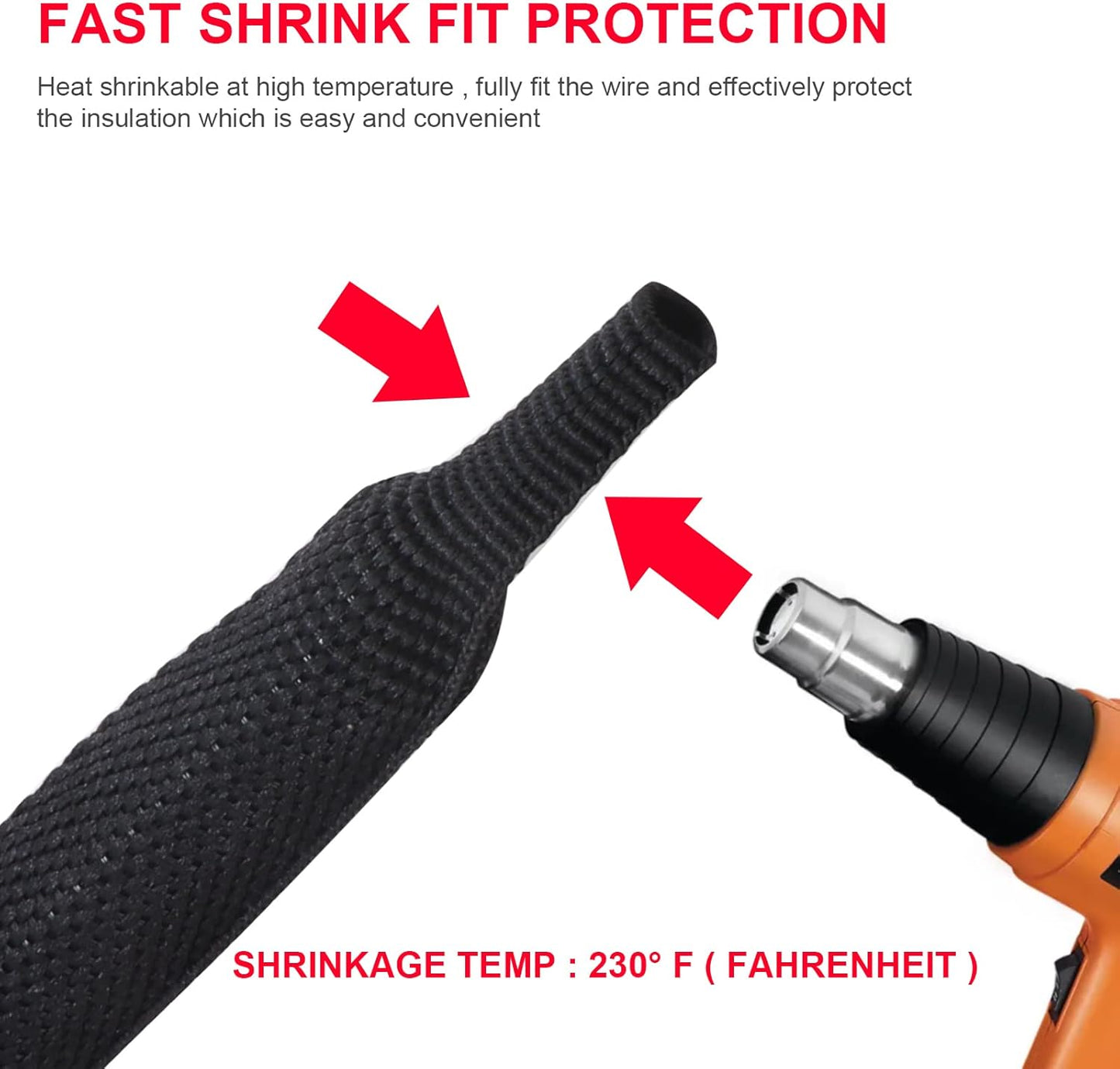Heat Shrinkable Braided Sleeving 2:1 Ratio- Abrasion Protection Flexibility Wiring Harness Cable Sheath (1" ID, 16ft)