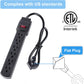 6-Outlet Surge Protector – 250 Joules, 2ft Cord, 15A/125V, 1875W Max – Right Angle Plug, Black – Home, Office, & Electronics Protection
