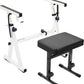 Liquid Stands Portable Heavy Duty Digital Piano Stand & Bench Set - Adjustable Keyboard Music Stand & Seat for 54-88 Key Electric Pianos (White)