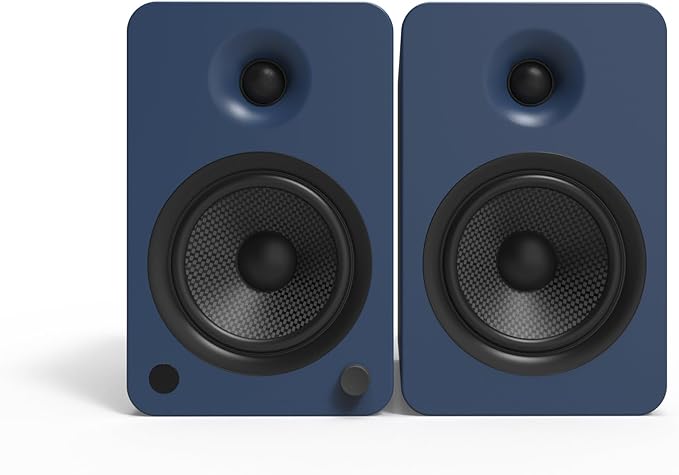 Kanto YU6 Powered Speakers with Bluetooth and Built-in Phono Preamp | 200W Peak Power | 1" Silk Dome Tweeter and 5.25" Kevlar Driver | Auto Standby and Startup | Remote Included | Pair | Matte Blue