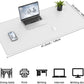 Leather Desk Protector, 47in*23.7in Large Mat with Natural Cork & PU Leather, Mouse Pad, Non-Slip Office Mat, Waterproof Writing Pad for Office and Home (Ivory White)