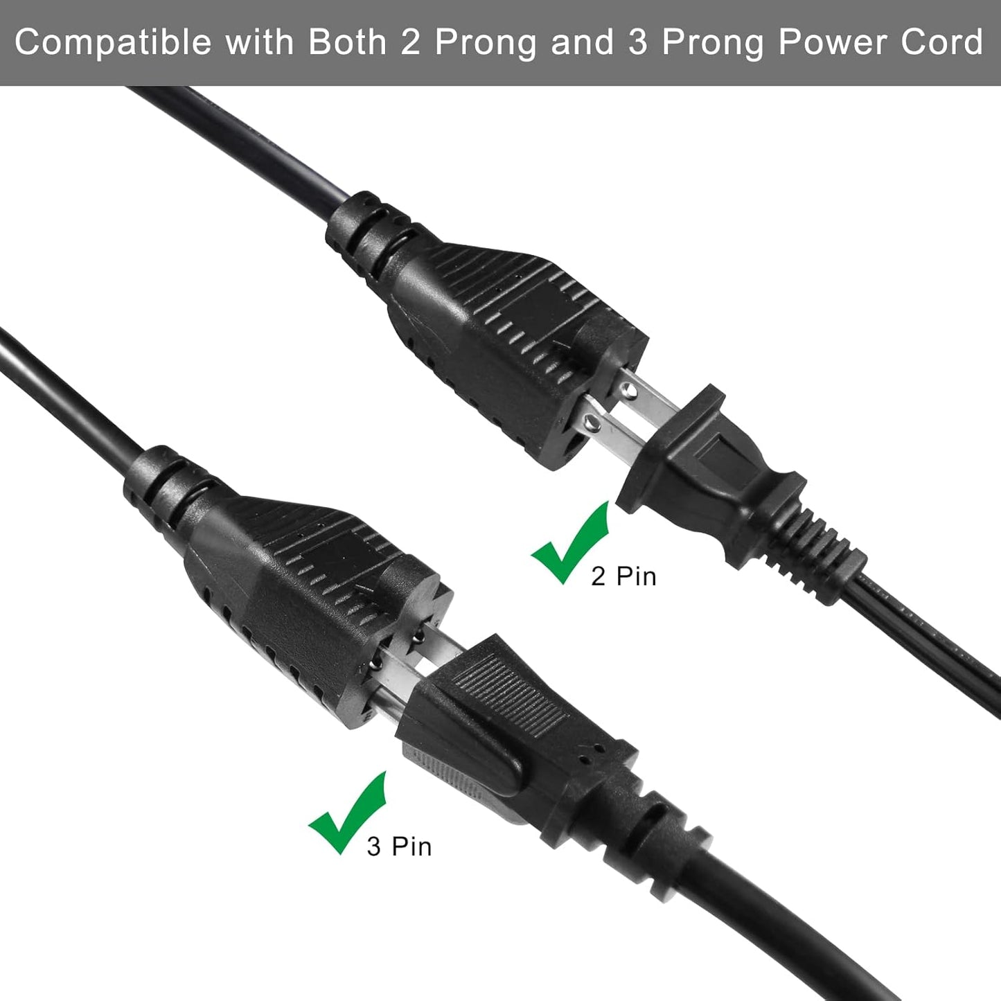 Power Extension Cord Y Splitter - 1FT Right Angled Type Flat Plug NEMA 5-15P 1 to 2 Way Outlet NEMA 5-15R SJT 16AWG 3 Prong Low Profile Black AC Power Cable Wire Extender for TV Computer Monitor