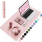 YSAGi Non-Slip Leather Desk Pad Blotter, Waterproof Laptop Computer Desk Keyboard Mat, Table Protector Mat, Large Mouse Pad for Office/Work/Home/Decor(Pink, 31.5" x 15.7")