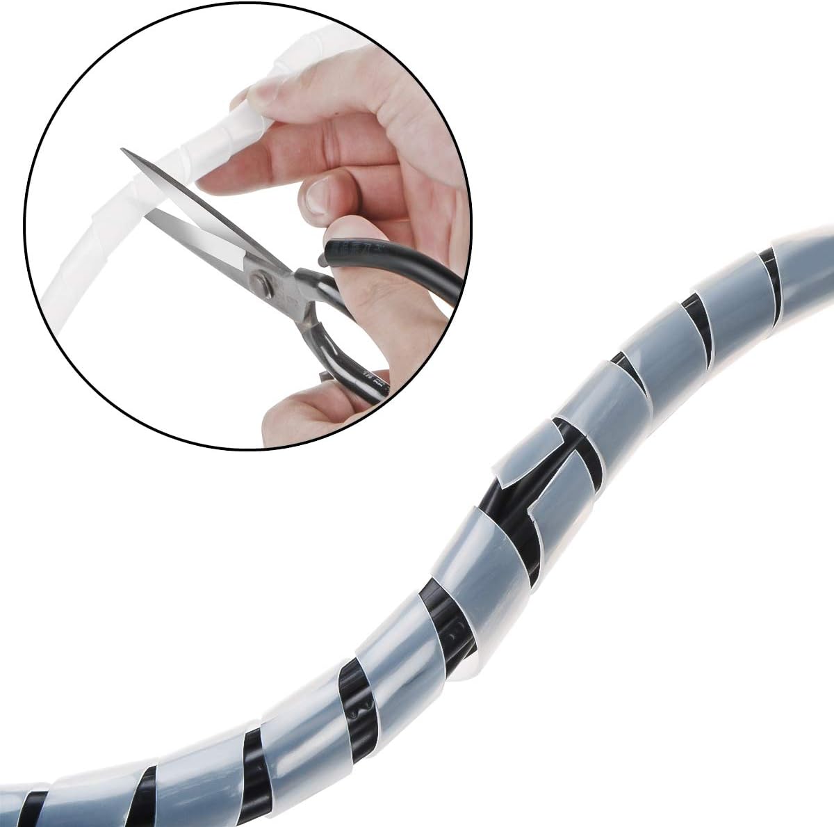 65FT XHF 4mm(Wrapping Range:1.5mm-10mm) Clear Spiral Cable Wrap Cord for Computer Electrical Wire Organizer Sleeve Hose RoHS