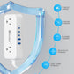 5 USB(3 USB C) Travel Power Strip- 5Ft Short Extension Cord with 5 USB Charging Station 24W/4.8A and 4 Wide Outlets, Compact Flat Plug Small Extension Cord for Travel Cruise College Dorm Office White
