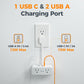 TESSAN Multi Plug Wall Outlet Extender, 6 inch Short Extension Cord, Flat Plug Splitter with 4 AC 3 USB (1 USB C) Charging Ports, Multiple Outlet Small Power Strip for Home Office Dorm Room