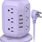 USB C Power Strip Tower, Surge Protector with 12 AC Outlet and 4 USB Ports, AiJoy 10 FT Extension Cord, 1200J Power Strip Surge Protector, USB Charging Station, Office Supplies, Dorm Essentials, Woman