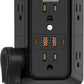 USB Wall Charger Power Strip Surge Protector with 4 USB Ports (2 USB C) Plug Extension Multiple Outlets Plug Extension Multi Outlet Plug in Adapter Spaced Outlets for Home Office Travel,White (Black)