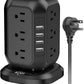 Power Strip Tower with USB Ports-AiJoy Surge Protector with 12 AC Outlet and 4 USB Ports, 10 Ft Extension Cord with Multiple Outlets, Charging Station with Overload Protection, for Home Office Dorm