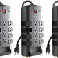 Belkin Surge Protector w/ 8 Rotating & 4 Standard Outlets (Pack of 5) - 8ft Sturdy Extension Cord with Flat Pivot Plug for Home, Office, Travel, & Desktop - Power Strip - 4320 Joules