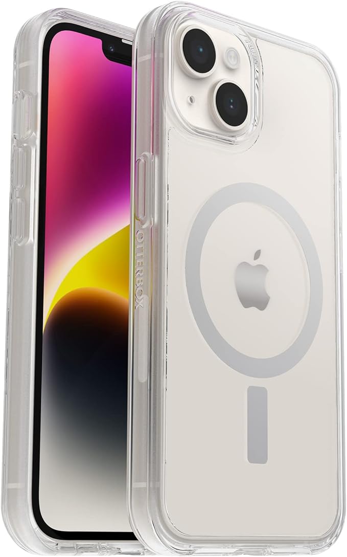 OtterBox iPhone 14 & iPhone 13 Symmetry Series+ Case - CLEAR , ultra-sleek, snaps to MagSafe, raised edges protect camera & screen