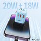 MOMAX Universal Travel Adapter, 20W+18W International Plug Adapter with 2 USB-A Quick Charging & 1 USB C PD Fast Charging, 1 AC, All-in-One Wall Charger for USA EU UK AUS JP(Type C/A/G/I)