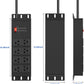 CCCEI Black Heavy Duty Power Strip Surge Protector 20 AMP, 8 Outlets 12 Gauge Industrial Shop Garage Metal Multiple Outlets, 12 FT Extension Cord 5-15P Adapter High Amp 6-20R T-Slot 20a for Appliance