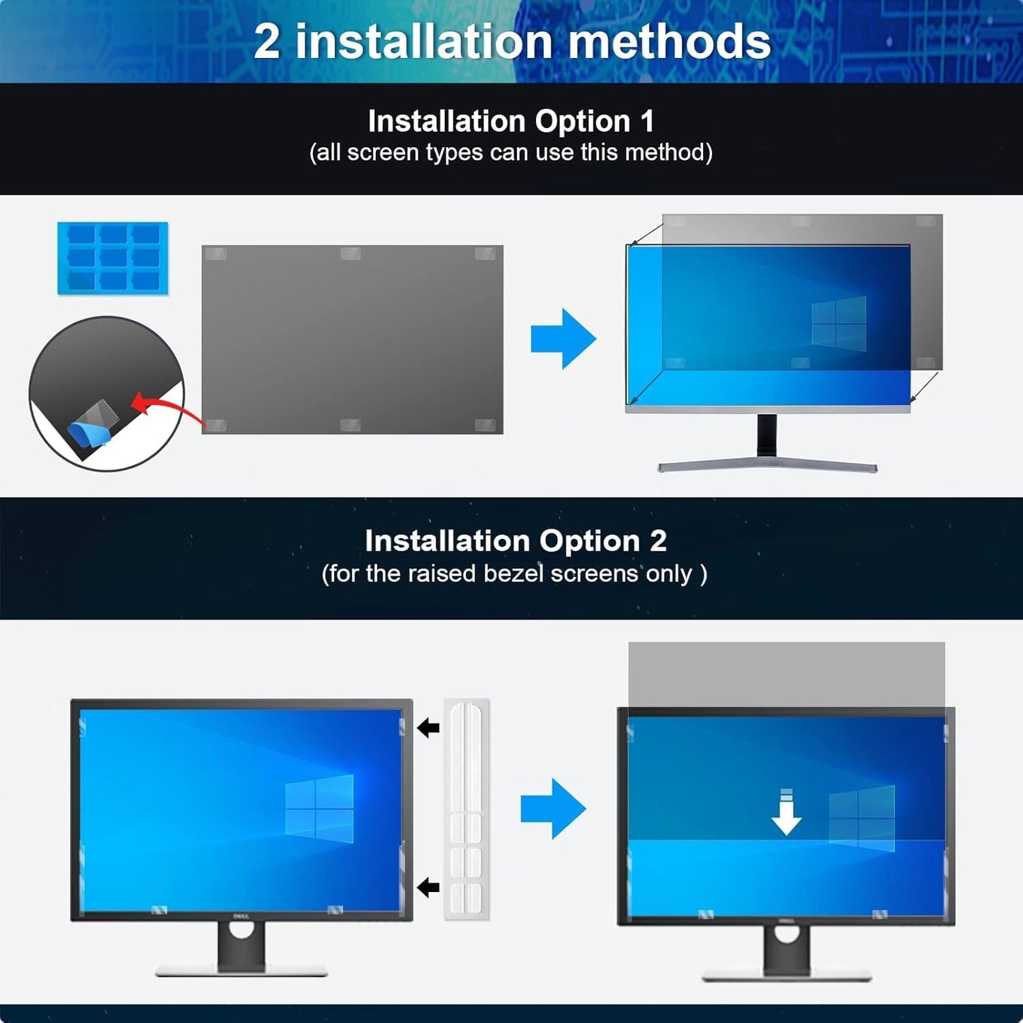 24 Inch Computer Privacy Screen Filter for 16:9 Aspect Ratio, Anti-Glare, Eye Protection, Anti-Blue Light Computer Monitor Privacy Filter, Removable Anti-Scratch 24in Protector Film