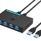 SGEYR USB 3.0 Switch USB Switcher 2 Computers Sharing 4 USB Devices USB Metal KVM Switch for Printer, Keyboard switches, Scanner PCs with One-Button Swapping and 2 Pack USB Cables
