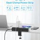 Flat Plug Desk Clamp Power Strip 15FT, 40W Total Fast Charging Station, Dual PD 20W USB C Ports, Desk Edge Mount Power Strip 9 AC Outlets 8 USB Ports(4 USB C) Surge Protector, Fit 1.7" Tabletop Edge