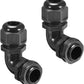 LeMotech M20 Cable Gland, 90 Degree Adjustable 9-14mm Strain Relief, Cord Connectors Nylon Joints with Gaskets, 2 Pcs, Black