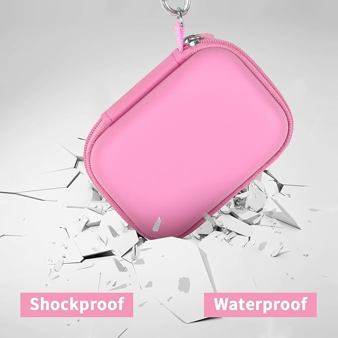 ANKHOH Carrying Case Compatible with Crucial X10/ X9 Pro 4TB/ 2TB/ 1TB Portable SSD, External Solid State Drive Hard Storage Holder Bag Fits for USB-C Cable (Box Only) (Pink)
