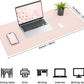 Leather Desk pad Protector, Large Desk mat with Natural Cork & PU Leather,Mouse pad,Non-Slip Office Desk Mat,Waterproof Desk Writing Pad for Office and Home (35in*17in, Rose Pink)