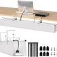 Under Desk Cable Management Tray - 48" Cord Organizer for Desk No Drill, Fabric Under Table Wire Organizer with 16X Cable Ties Hide for Office/Home, Cord Hider Fits Adapters & Sockets, White
