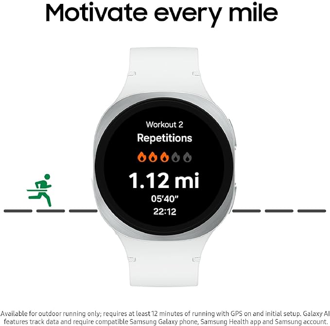 Samsung Galaxy Watch 8 (2025) 44mm Bluetooth Smartwatch, Cushion Design, Fitness Tracker, Sleep Coaching, Running Coach, Energy Score, Heart Rate Tracking, Silver [US Version] (Renewed)