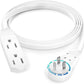 Maximm Cable 4 Ft 360° Rotating Flat Plug Extension Cord, 16/3 AWG Multi 3 Outlet 3-Prong Grounded Wire- White - UL Certified