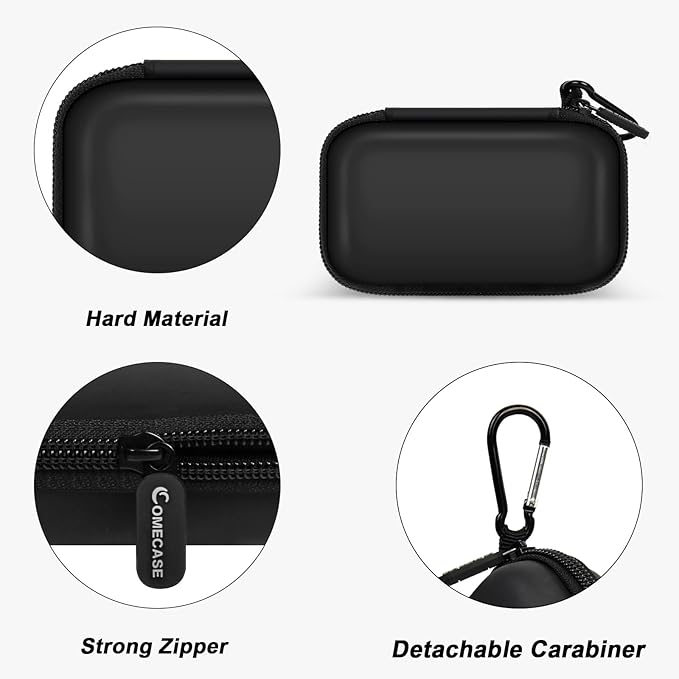 Comecase Case Compatible with SanDisk Extreme Pro/for SanDisk Portable SSD 1TB 2TB 4TB 500GB/ for Crucial X10 X9 External Solid State Drive, Travel Storage Bag for Memory/SD Card - Black (Box Only)