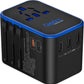 Ceptics Universal Travel Adapter, 35W International Power Adapter with PD & QC 3.0 Dual USB-C, 3 USB Travel Adapter Worldwide, Type I C G A Outlets 110V 220V A/C - EU Euro US UK (11-KU)