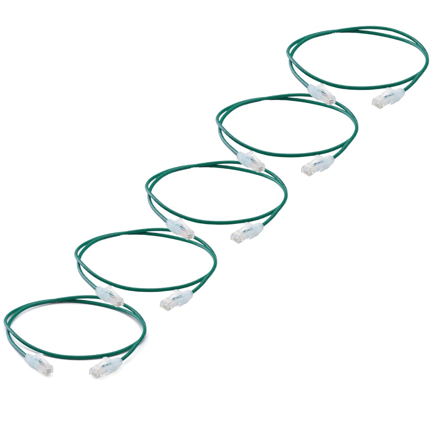 TRUECABLE Cat6 Component Rated Patch Cable, Unshielded (U/UTP), 2ft, Green, 28AWG Solid Copper, Snagless 10G High-Speed Ethernet Cable, PoE++ 4PPoE 100W, UL Listed, RoHS-3, 5 Pack