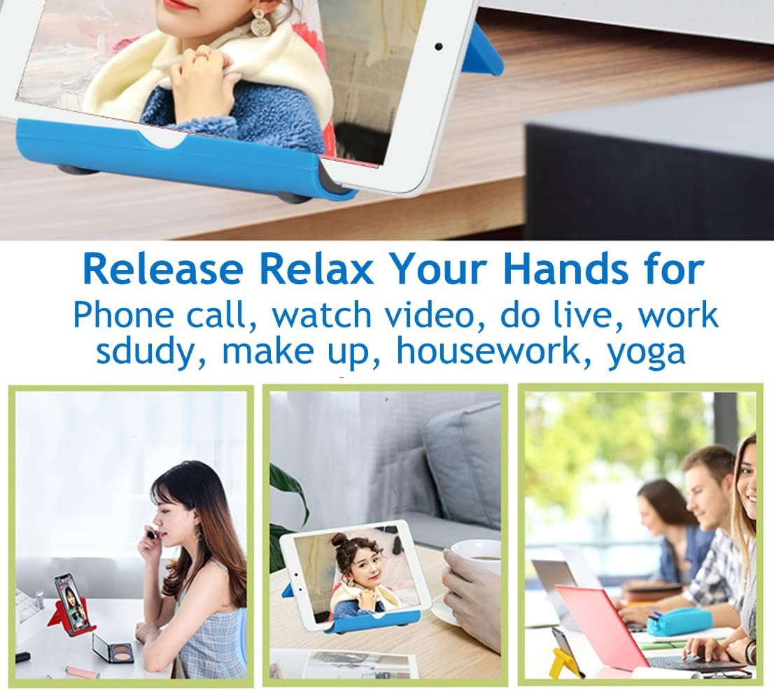 Cell Phone Stand for Desk Foldable Cell Phone Holder Desk Tablet Holder Mobile Phone Dock, Multi-Angle Universal Adjustable Tablet Dock Compatible with Most Cell Phones (White)