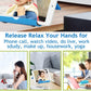 Cell Phone Stand for Desk Foldable Cell Phone Holder Desk Tablet Holder Mobile Phone Dock, Multi-Angle Universal Adjustable Tablet Dock (Pink+White)