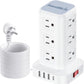 16.5FT Long Extension Cord,Power Strip Tower Surge Protector Power Strip with USB 12 Outlets with 4 USB Ports (1 USB C), Flat Plug Multi Plug Outlet Extender Overload Protection for Home Office