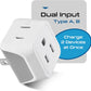 Japan, Philippines Travel Adapter Plug by Ceptics - USA 3 Pin Polarized to 2 Prong Unpolarized - Type A (3 Pack) - Dual Inputs - Ultra Compact - Perfect for Cell Phones, Tablet, Camera Chargers (CT-6)