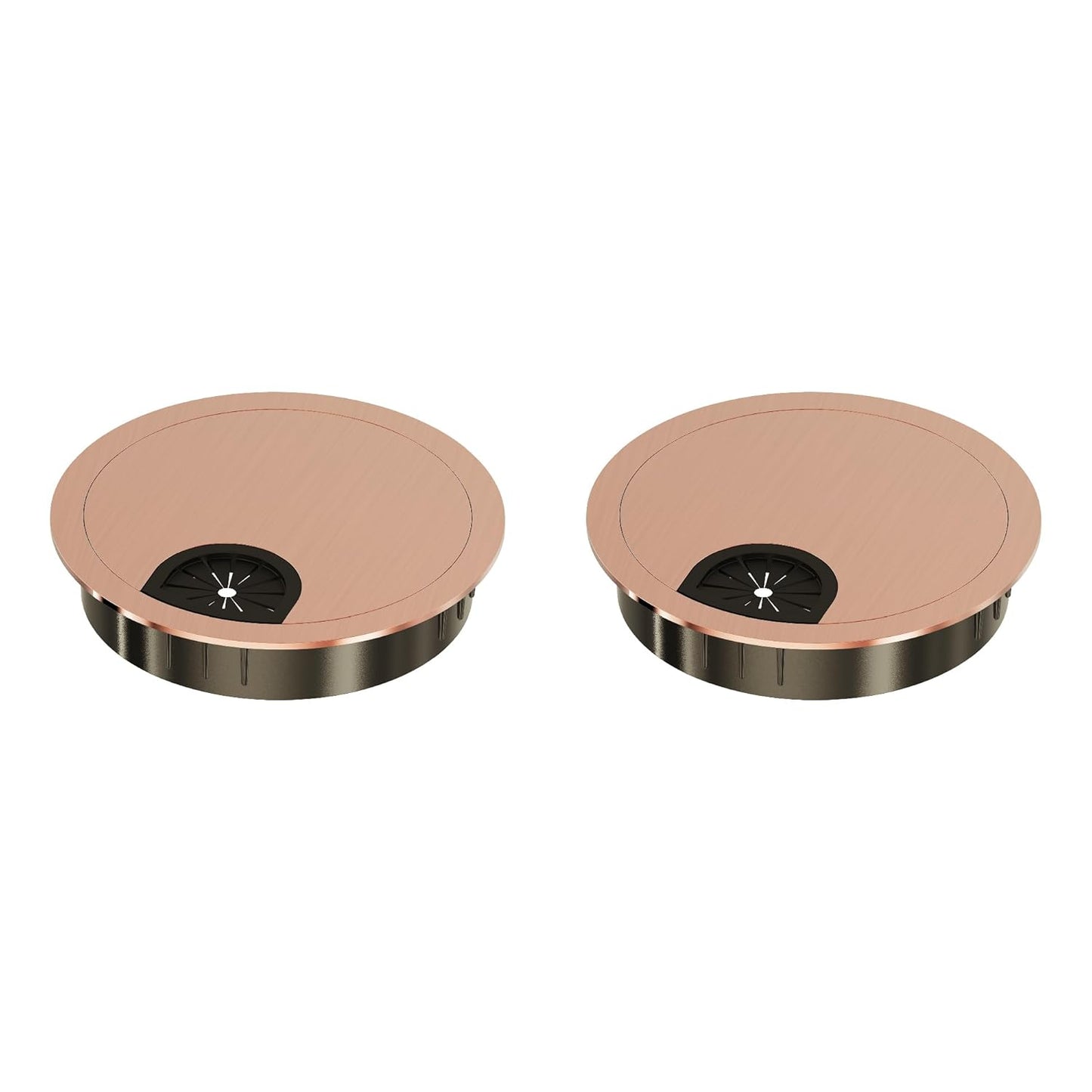 2 Pack Desk Grommet 2 Inch 50mm, Zinc Alloy Computer Desk Wire Hole Cover, Office Desktop Cord Cable Hole Metal Ring, Red Bronze
