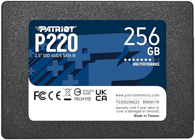 Patriot Memory P220 256GB Internal SSD - SATA 3 2.5" - Solid State Drive - P220S256G25