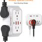 USB Wall Charger Power Strip Surge Protector with 4 USB Ports (2 USB C) Plug Extension Multiple Outlets Plug Extension Multi Outlet Plug in Adapter Spaced Outlets for Home Office Travel,White (White)