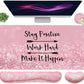 Large Mouse Pad and Keyboard Wrist Rest, Desk Pad for Keyboard and Mouse, 4-in-1 Large Gaming Mouse Pad with Wrist Support, Desk Mat for Home Office Study Game-Pink Stay Positive
