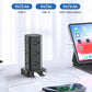 Tower Power Strip with Surge Protector - 12 AC Outlets & 4 USB Ports (2 USB-C), 6FT Extension Cord, Charging Station Tower for Home Office Dorm Travel (Black)
