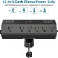 Desk Clamp Power Strip 2 USB C Desktop Mount Outlet Charging Station, 10FT Extension Cord Flat Plug with 6 AC, Removable 40W Fast Charging Surge Protector Power Strip Fits 1.8" Office Tabletop Edge