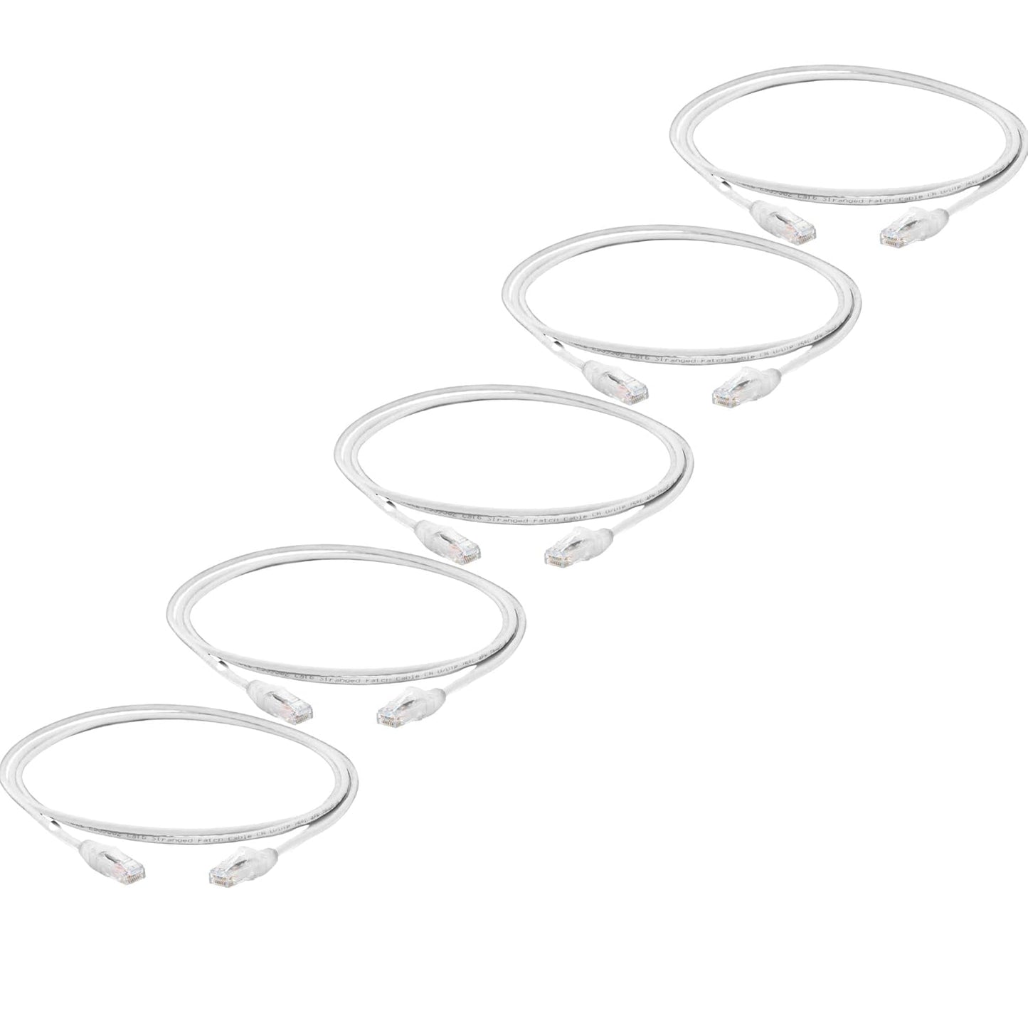 TRUECABLE Cat6 Component Rated Patch Cable, Unshielded (U/UTP), 7ft, White, 28AWG Solid Copper, Snagless 10G High-Speed Ethernet Cable, PoE++ 4PPoE 100W, UL Listed, RoHS-3, 5 Pack