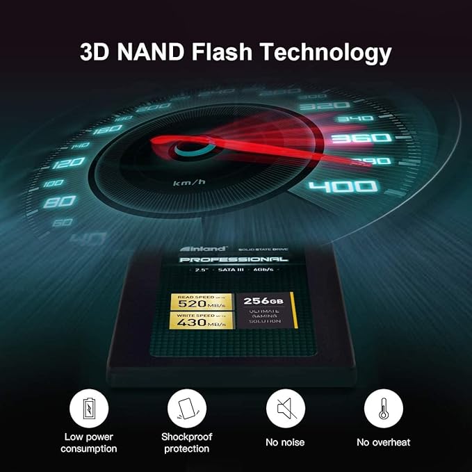 INLAND Professional 256GB SSD 3D TLC NAND SATA III 6Gb/s 2.5" SATA Internal Solid State Drive, Upgrade Laptop PC and Desktops (5 Pack)
