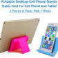 Cell Phone Stand for Desk Foldable Cell Phone Holder Desk Tablet Holder Mobile Phone Dock, Multi-Angle Universal Adjustable Tablet Dock (Pink+White)