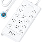 TROND 360° Rotating Flat Plug, Surge Protector Power Strip, 13AC Widely Spaced Outlets Expansion with 3 USB C Ports, 4000J, 10ft Extension Cord Heavy Duty, Wall Mount, Under Desk, ETL Listed, White