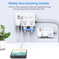 Surge Protector Power Strip, 15 Ft Cord Ultra Thin Flat Extension Cord with 6 Outlets 4 USB Ports(2 USB C), 1050J Flat Plug Power Strip for College Dorm Room Essentials