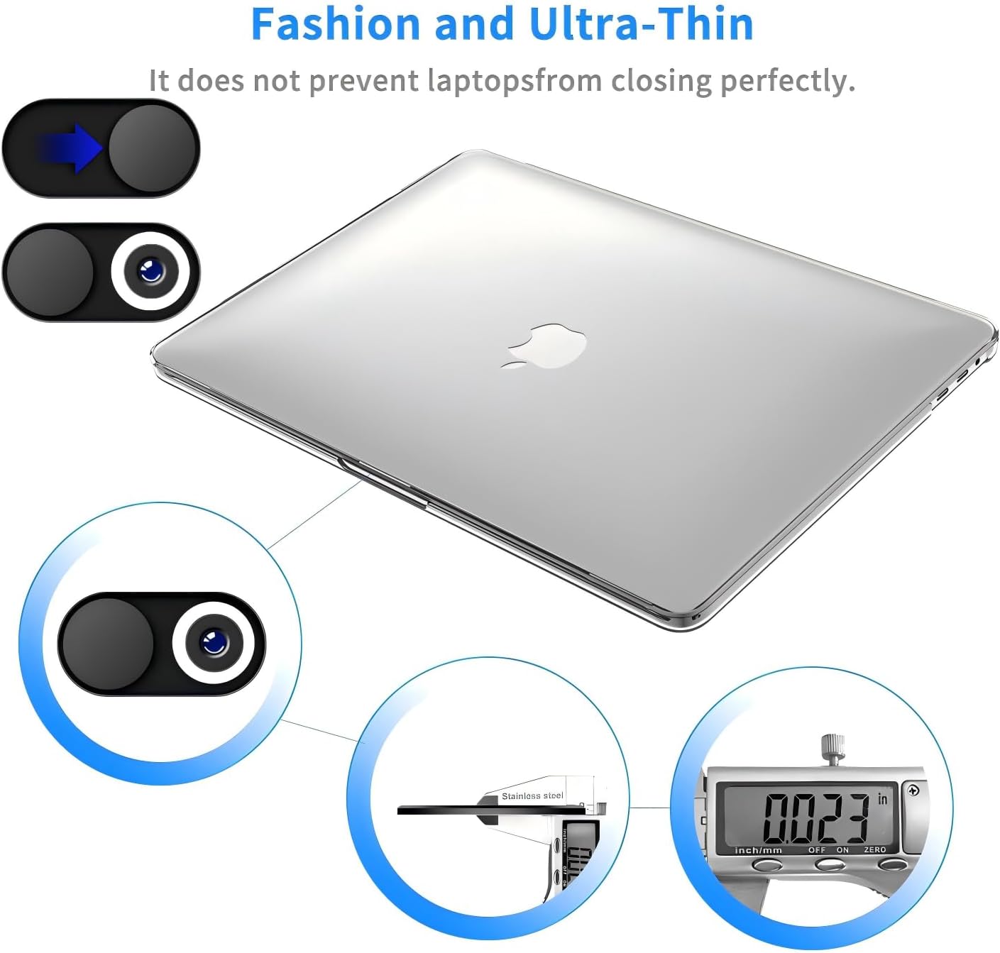 Metal Webcam Cover Slide [2 Pack Black], 0.022in Camera Cover for Laptop Computer, MacBook Pro/Air iMac iPad Tablet iPhone 16/15/14/13/12 Plus, Web Camera Blocker Protect Your Privacy