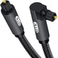 EMK 90 Degree Toslink Optical Cable 360 Degree Free-Rotating Plug Fiber Optic Cable S/PDIF Toslink Male to Male for Home Theater, Sound Bar, TV, PS4, Xbox,Grey (3.3ft/1m)