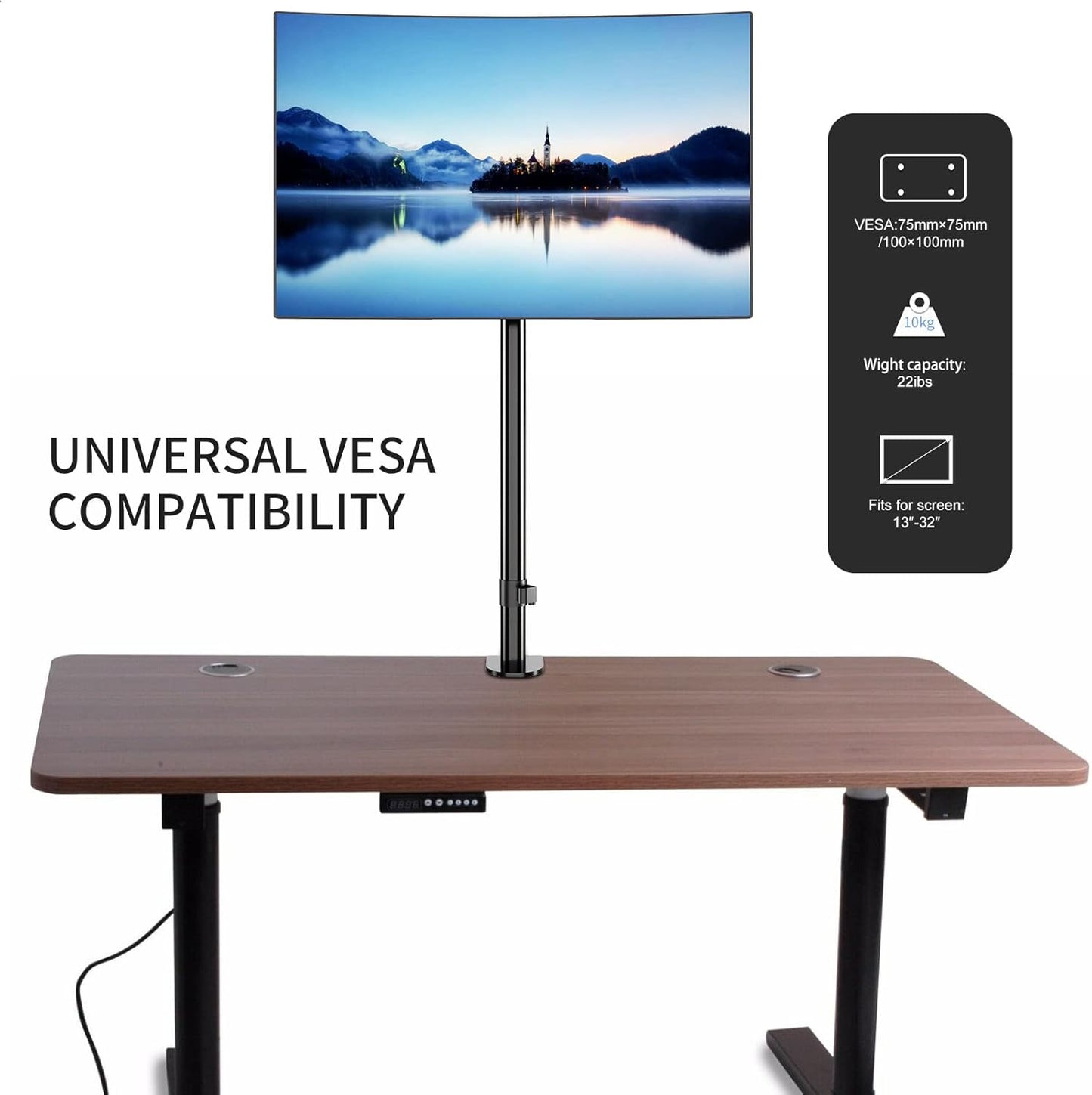 Pholiten Single Tall Monitor Stand, Extra Tall 31 Inch Monitor Mount, Fully Adjustable Tall Monitor arm for 13-32 Inch LCD Screen，Holds up to 22lbs