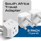 Ceptics South Africa, Namibia Travel Adapter Plug with Dual Usa Input - Type M - Ultra Compact - Safe Grounded Perfect for Cell Phones, Laptops, Camera Chargers and More 3 Pack (CT-10L)